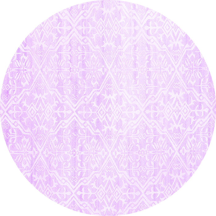 Round Machine Washable Solid Purple Modern Area Rugs, wshcon1474pur