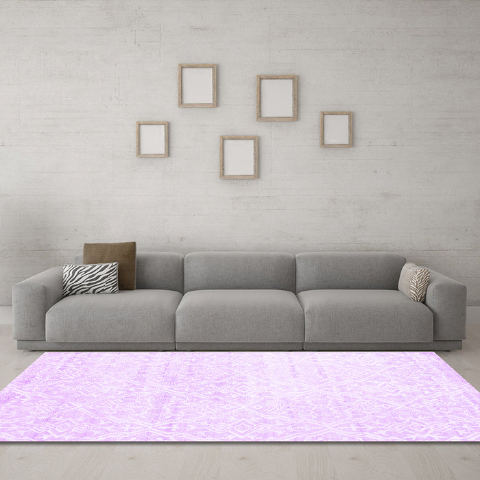 Machine Washable Solid Purple Modern Area Rugs in a Living Room, wshcon1474pur