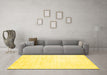 Machine Washable Solid Yellow Modern Rug in a Living Room, wshcon1474yw