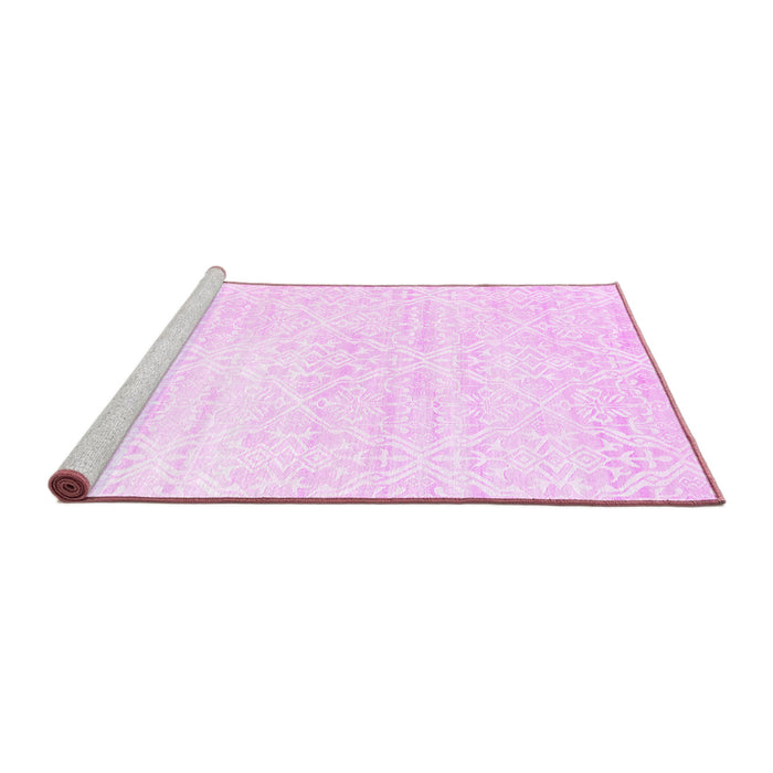 Sideview of Machine Washable Solid Pink Modern Rug, wshcon1474pnk