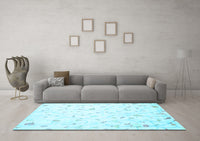 Machine Washable Solid Light Blue Modern Rug, wshcon1475lblu