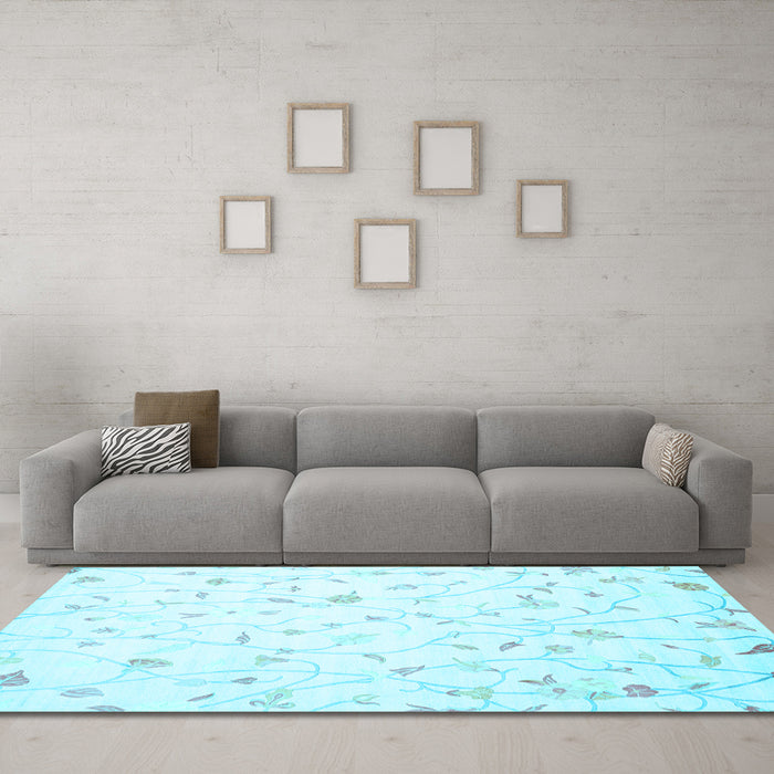 Machine Washable Solid Light Blue Modern Rug in a Living Room, wshcon1475lblu