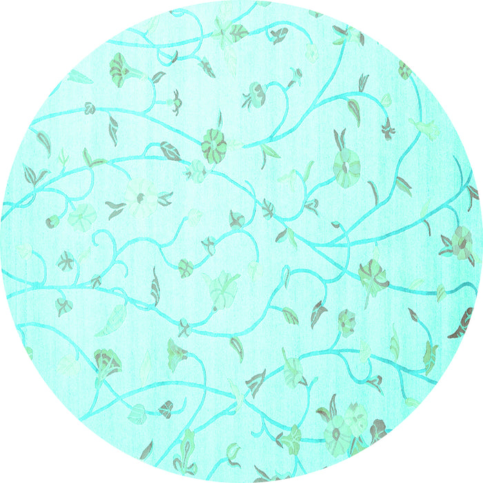 Round Solid Turquoise Modern Rug, con1475turq