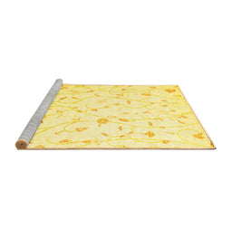 Sideview of Machine Washable Solid Yellow Modern Rug, wshcon1475yw