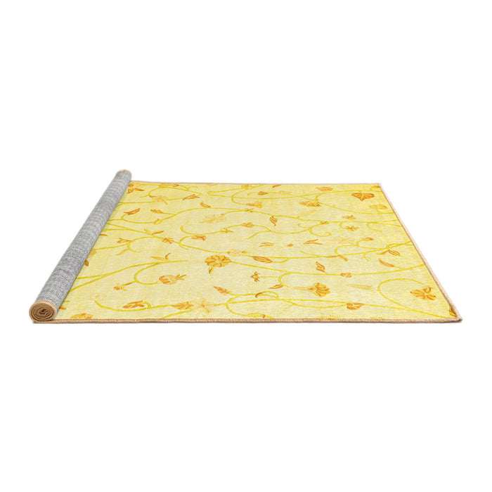 Sideview of Machine Washable Solid Yellow Modern Rug, wshcon1475yw