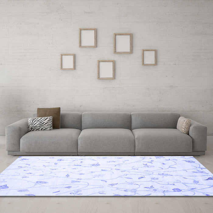 Machine Washable Solid Blue Modern Rug in a Living Room, wshcon1475blu