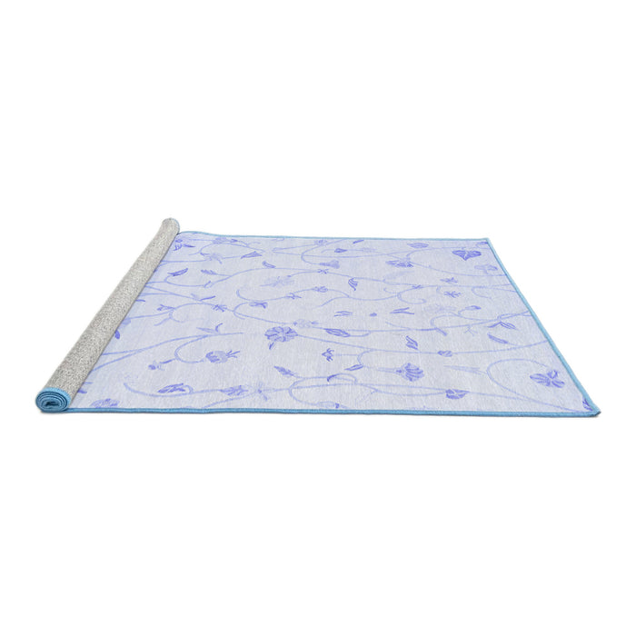 Sideview of Machine Washable Solid Blue Modern Rug, wshcon1475blu