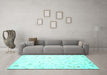 Machine Washable Solid Turquoise Modern Area Rugs in a Living Room,, wshcon1475turq