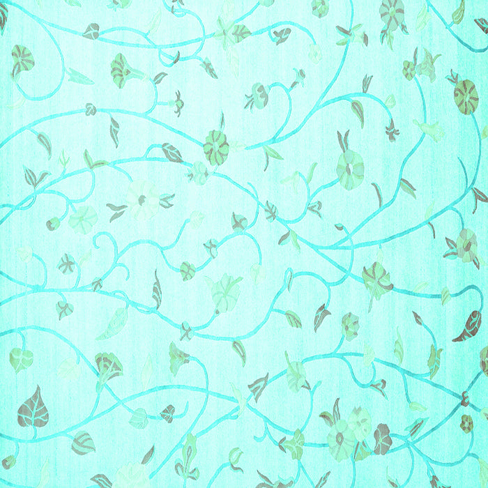 Square Machine Washable Solid Turquoise Modern Area Rugs, wshcon1475turq