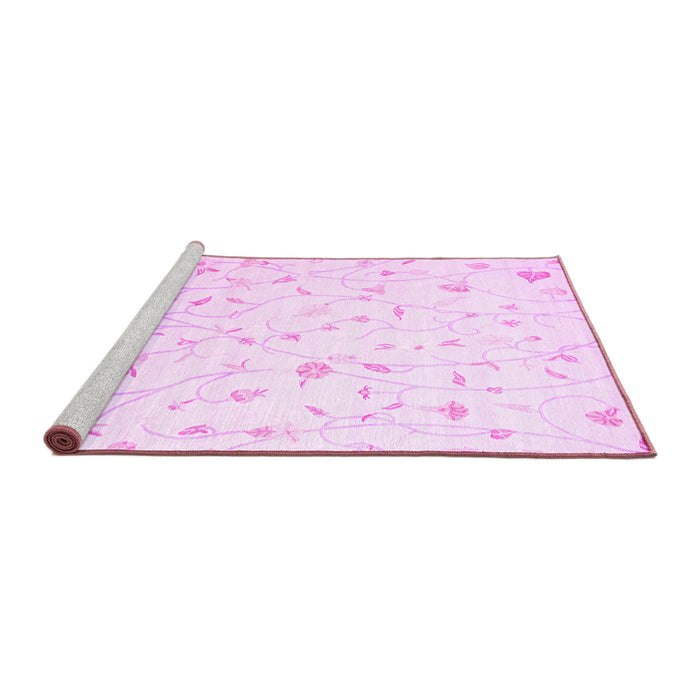 Sideview of Machine Washable Solid Pink Modern Rug, wshcon1475pnk