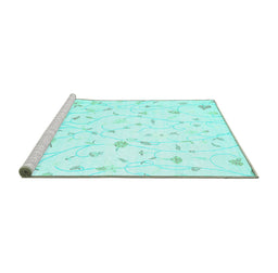 Sideview of Machine Washable Solid Turquoise Modern Area Rugs, wshcon1475turq