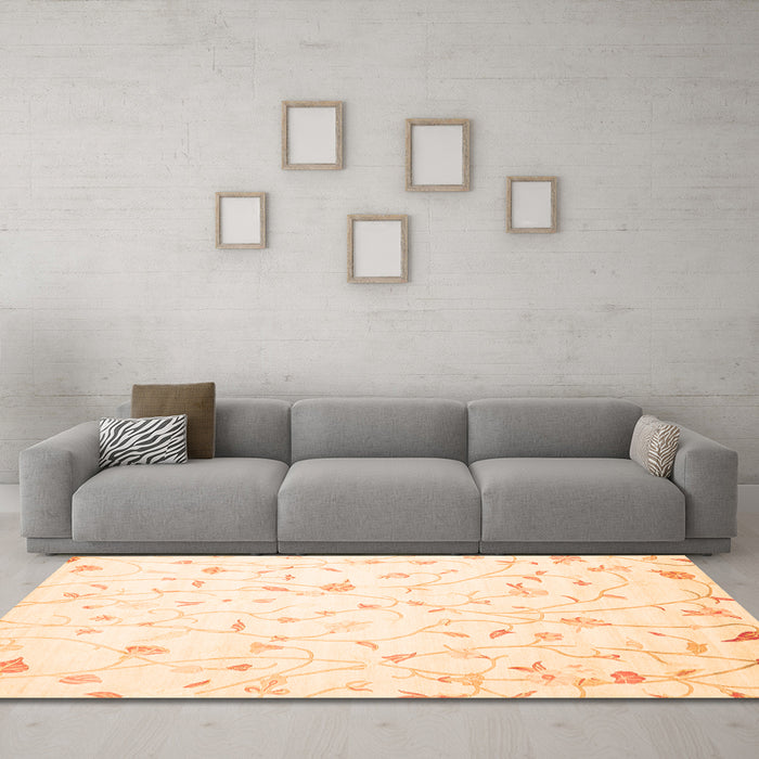 Machine Washable Solid Orange Modern Area Rugs in a Living Room, wshcon1475org