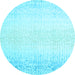 Round Abstract Light Blue Contemporary Rug, con1476lblu