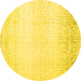 Round Machine Washable Abstract Yellow Contemporary Rug, wshcon1476yw