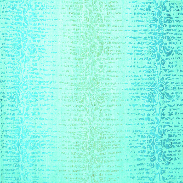 Square Machine Washable Abstract Turquoise Contemporary Area Rugs, wshcon1476turq