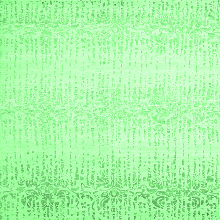 Square Machine Washable Abstract Emerald Green Contemporary Area Rugs, wshcon1476emgrn