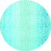 Round Abstract Turquoise Contemporary Rug, con1476turq