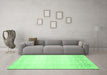 Machine Washable Abstract Emerald Green Contemporary Area Rugs in a Living Room,, wshcon1476emgrn