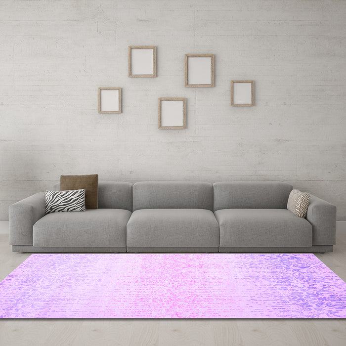 Machine Washable Abstract Purple Contemporary Area Rugs in a Living Room, wshcon1476pur
