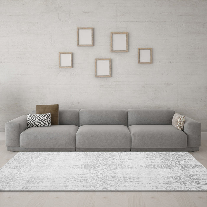 Machine Washable Abstract Gray Contemporary Rug in a Living Room,, wshcon1476gry