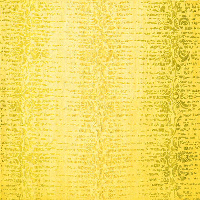 Square Machine Washable Abstract Yellow Contemporary Rug, wshcon1476yw