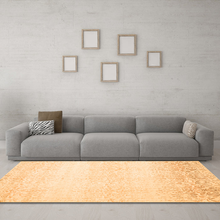 Machine Washable Abstract Orange Contemporary Area Rugs in a Living Room, wshcon1476org