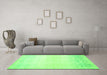 Machine Washable Abstract Green Contemporary Area Rugs in a Living Room,, wshcon1476grn