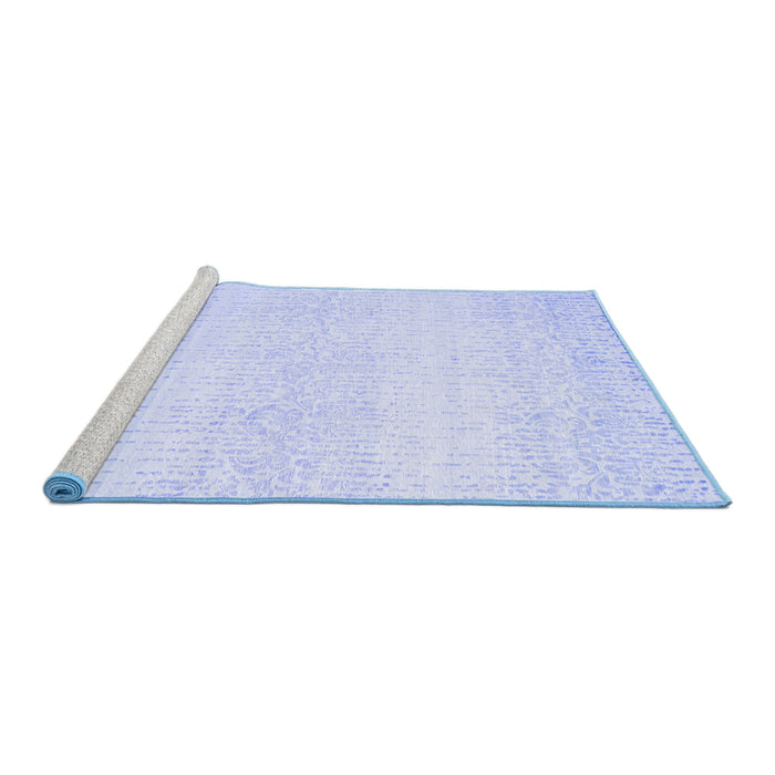 Sideview of Machine Washable Abstract Blue Contemporary Rug, wshcon1476blu