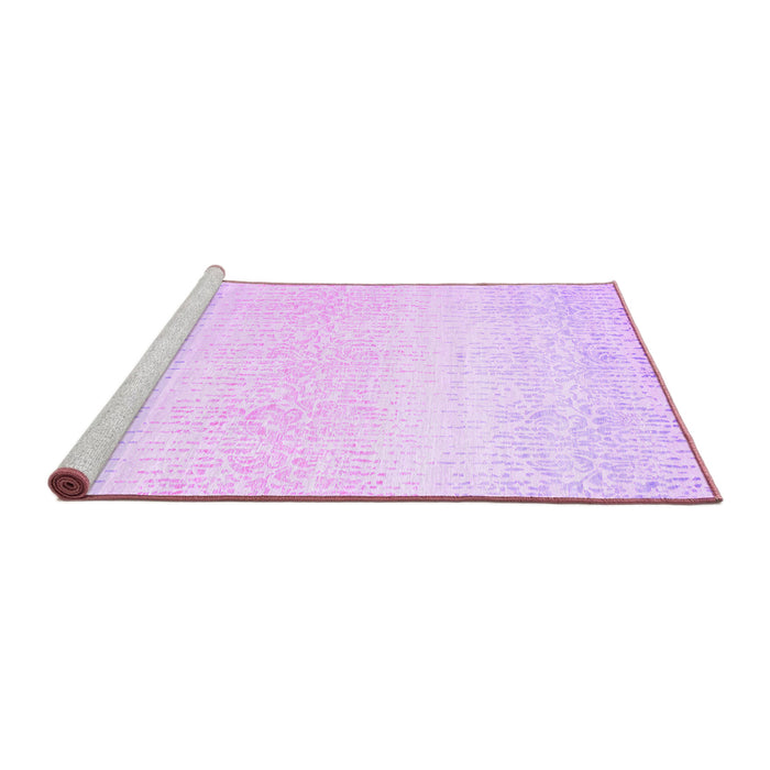 Sideview of Machine Washable Abstract Purple Contemporary Area Rugs, wshcon1476pur