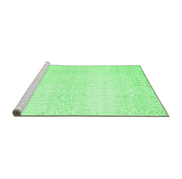 Sideview of Machine Washable Abstract Emerald Green Contemporary Area Rugs, wshcon1476emgrn