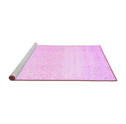 Sideview of Machine Washable Abstract Pink Contemporary Rug, wshcon1476pnk