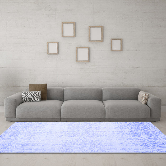 Machine Washable Abstract Blue Contemporary Rug in a Living Room, wshcon1476blu