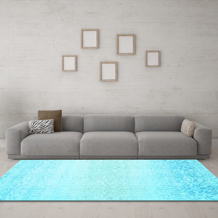 Machine Washable Abstract Light Blue Contemporary Rug in a Living Room, wshcon1476lblu