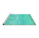 Sideview of Machine Washable Abstract Turquoise Contemporary Area Rugs, wshcon1477turq