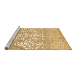 Sideview of Machine Washable Abstract Brown Contemporary Rug, wshcon1477brn