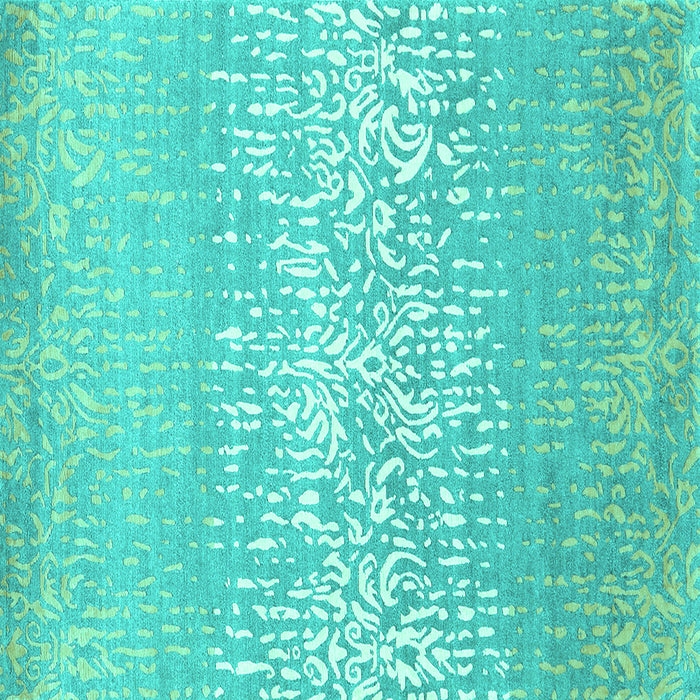 Square Abstract Turquoise Contemporary Rug, con1477turq