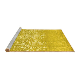 Sideview of Machine Washable Abstract Yellow Contemporary Rug, wshcon1477yw
