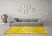 Machine Washable Abstract Yellow Contemporary Rug in a Living Room, wshcon1477yw