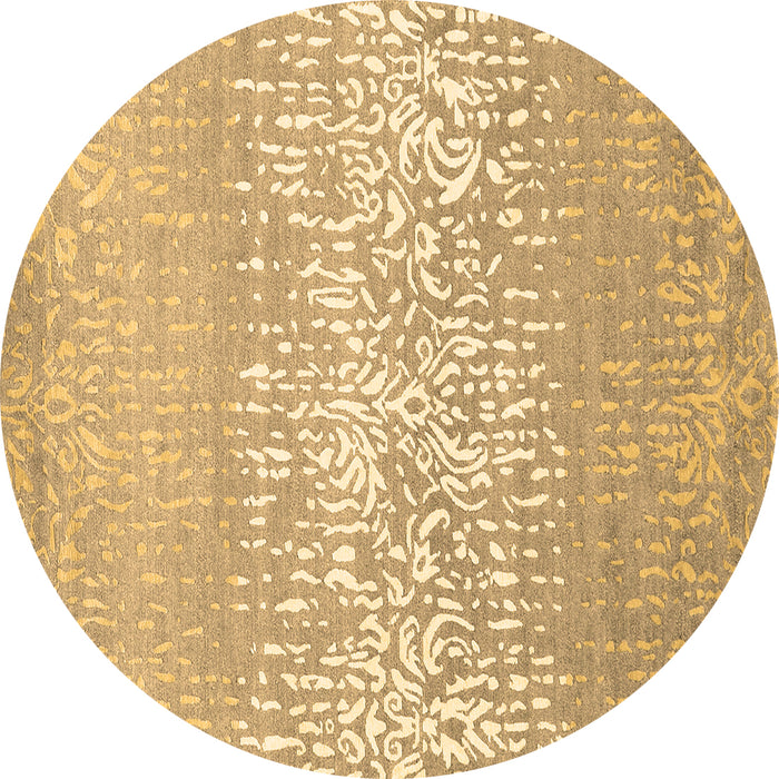 Round Abstract Brown Contemporary Rug, con1477brn
