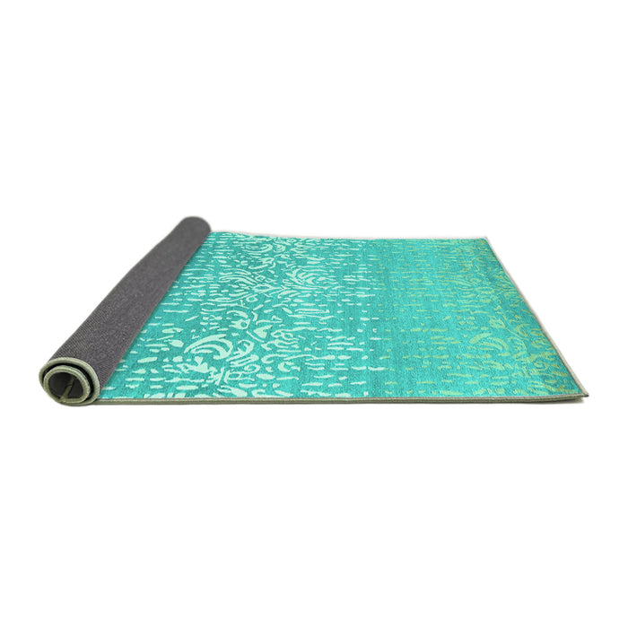 Sideview of Abstract Turquoise Contemporary Rug, con1477turq