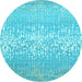 Round Abstract Light Blue Contemporary Rug, con1477lblu