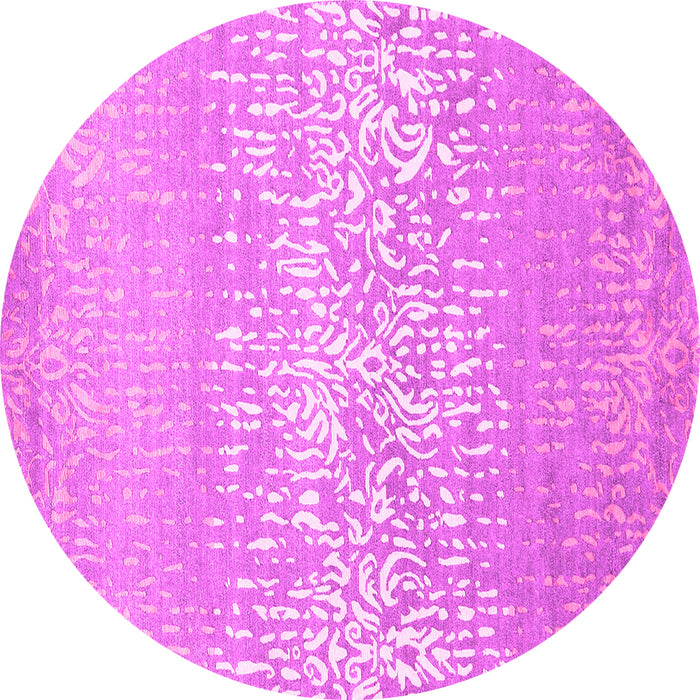 Round Abstract Pink Contemporary Rug, con1477pnk