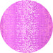 Round Abstract Pink Contemporary Rug, con1477pnk