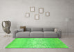 Machine Washable Abstract Green Contemporary Area Rugs in a Living Room,, wshcon1477grn