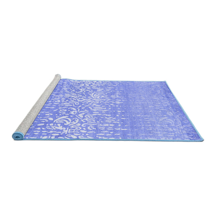 Sideview of Machine Washable Abstract Blue Contemporary Rug, wshcon1477blu
