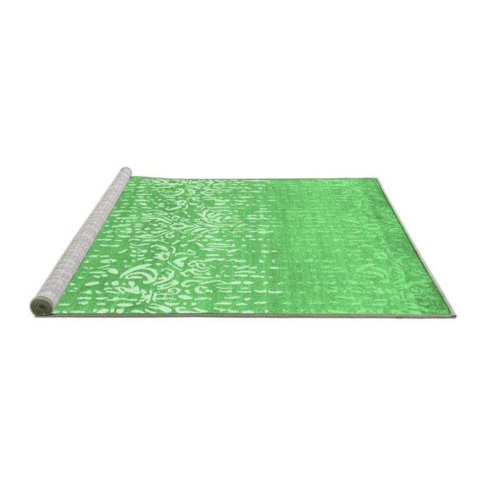 Sideview of Machine Washable Abstract Emerald Green Contemporary Area Rugs, wshcon1477emgrn
