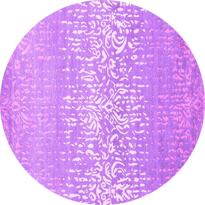 Round Abstract Purple Contemporary Rug, con1477pur