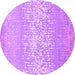 Round Machine Washable Abstract Purple Contemporary Area Rugs, wshcon1477pur