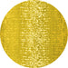 Round Abstract Yellow Contemporary Rug, con1477yw