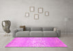 Machine Washable Abstract Pink Contemporary Rug in a Living Room, wshcon1477pnk